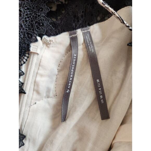 NWT By Anthropologie Lacy V-Neck Mini Dress US 6 White Black #G4402 - Picture 6 of 13